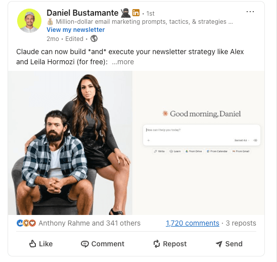 Example LinkedIn post
