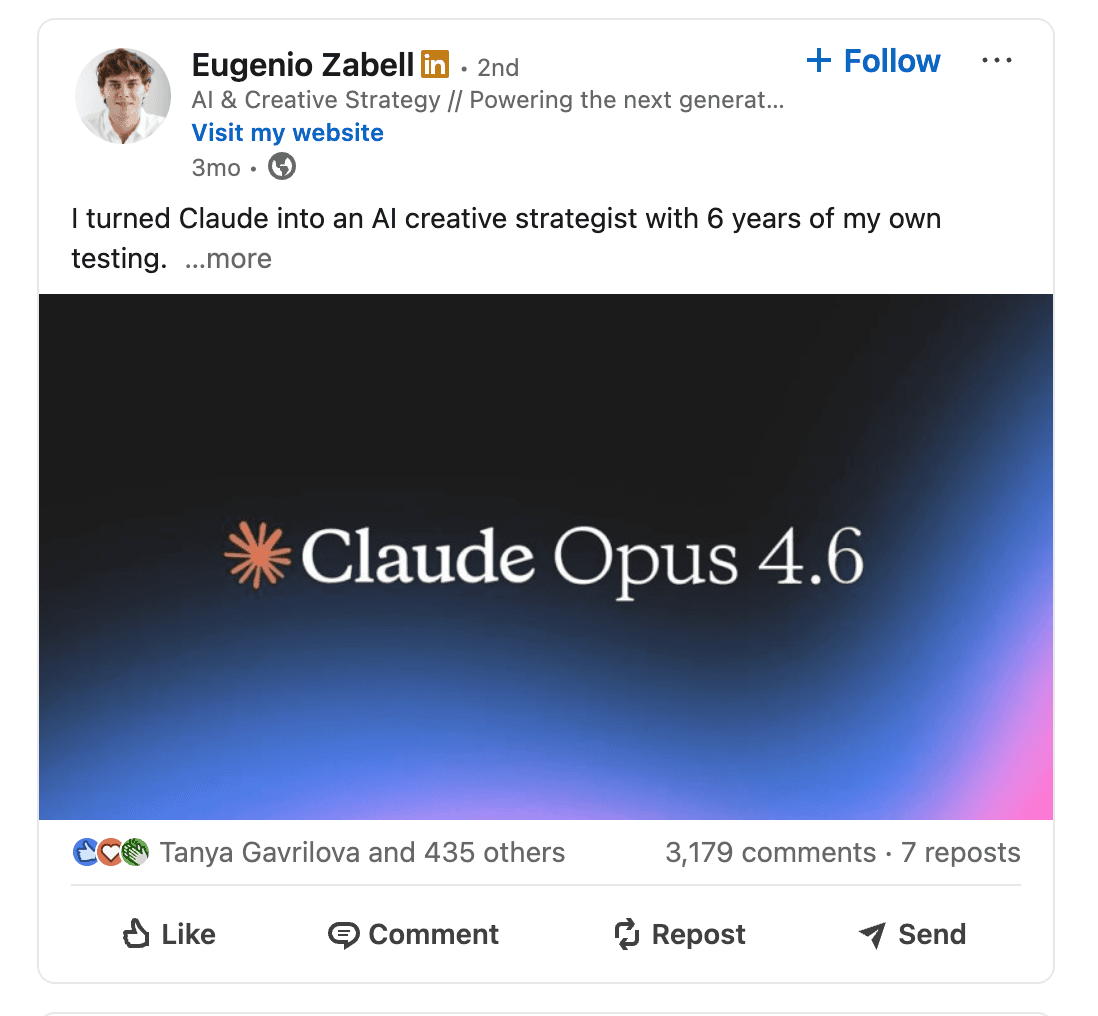 LinkedIn post by Eugenio Zabell with 3,179 comments