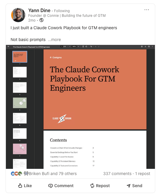 Example LinkedIn post